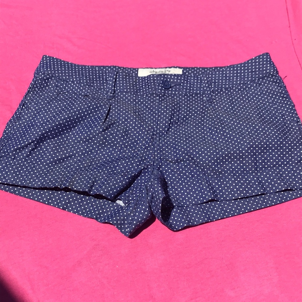 American rag blue and white polkadot shorts